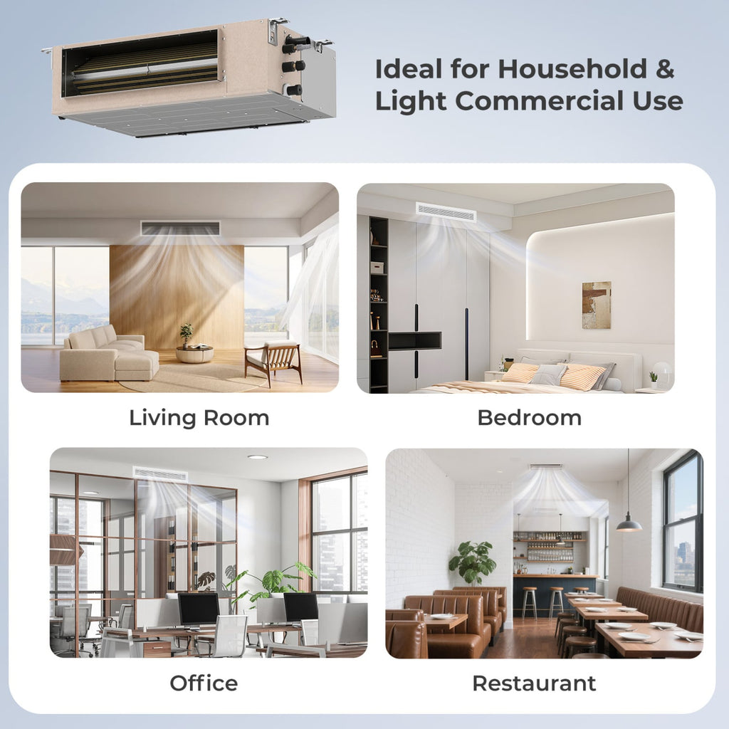 X-Pro 35,000 BTU 2 Zone Concealed Ducted Mini Split Heat Pump, 22.5 SEER2, 24K + 24K