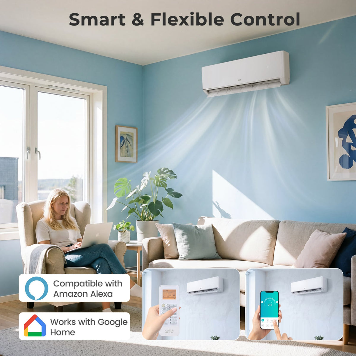 X-Pro 35,000 BTU 3 Zone Mini Split Heat Pump, 22.5 SEER2, Wifi, 9K + 12K + 18K