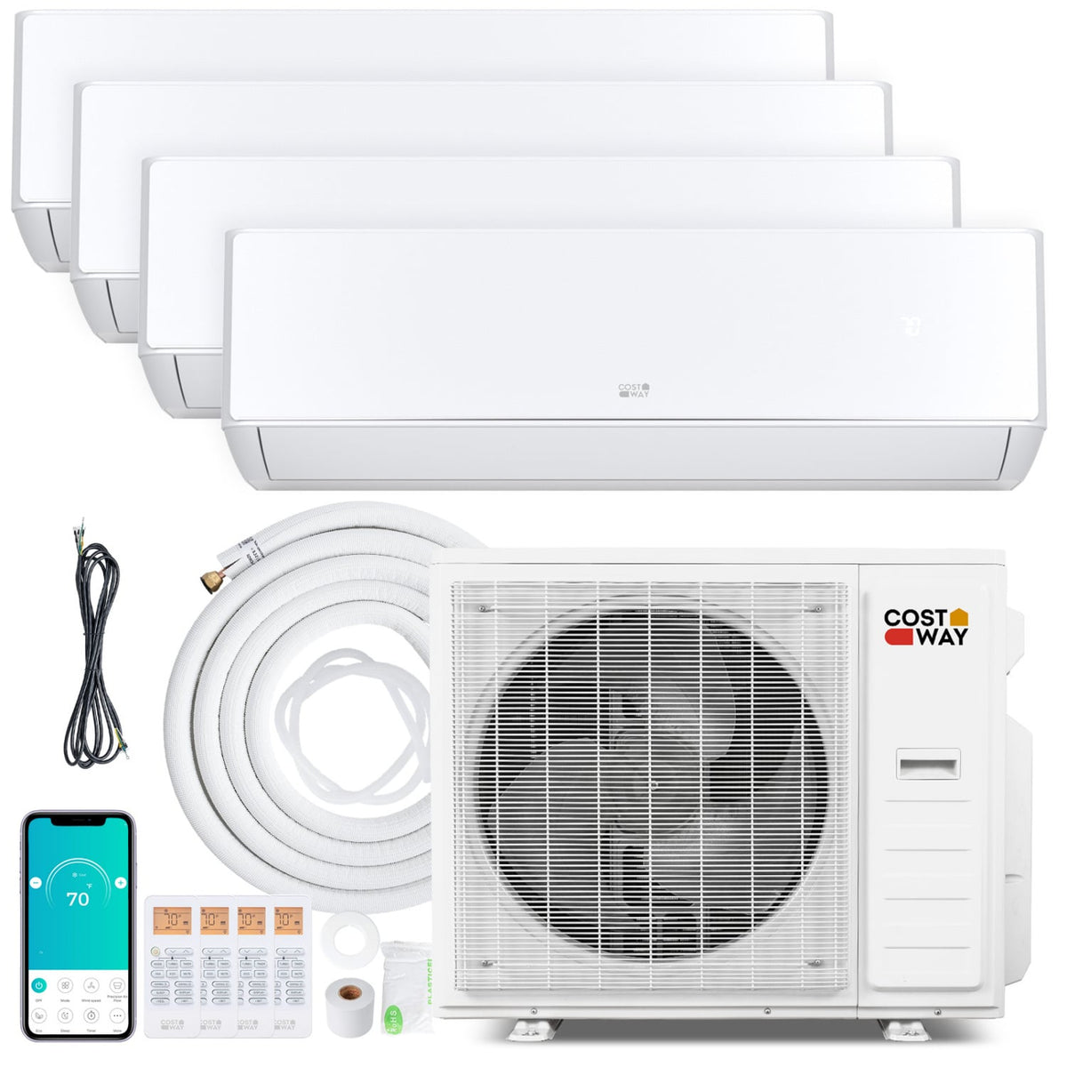 X-Pro 35,000 BTU 4 Zone Mini Split Heat Pump, 22.5 SEER2, Wifi, 9K + 9K + 9K + 12K