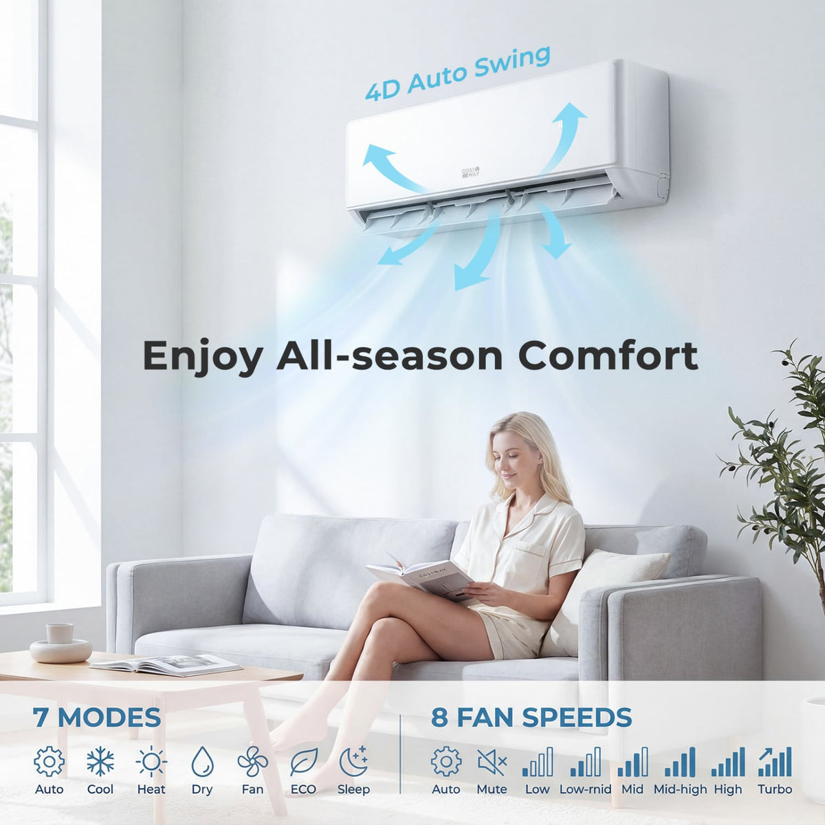X-Pro 35,000 BTU 4 Zone Mini Split Heat Pump, 22.5 SEER2, Wifi, 9K + 9K + 9K + 12K