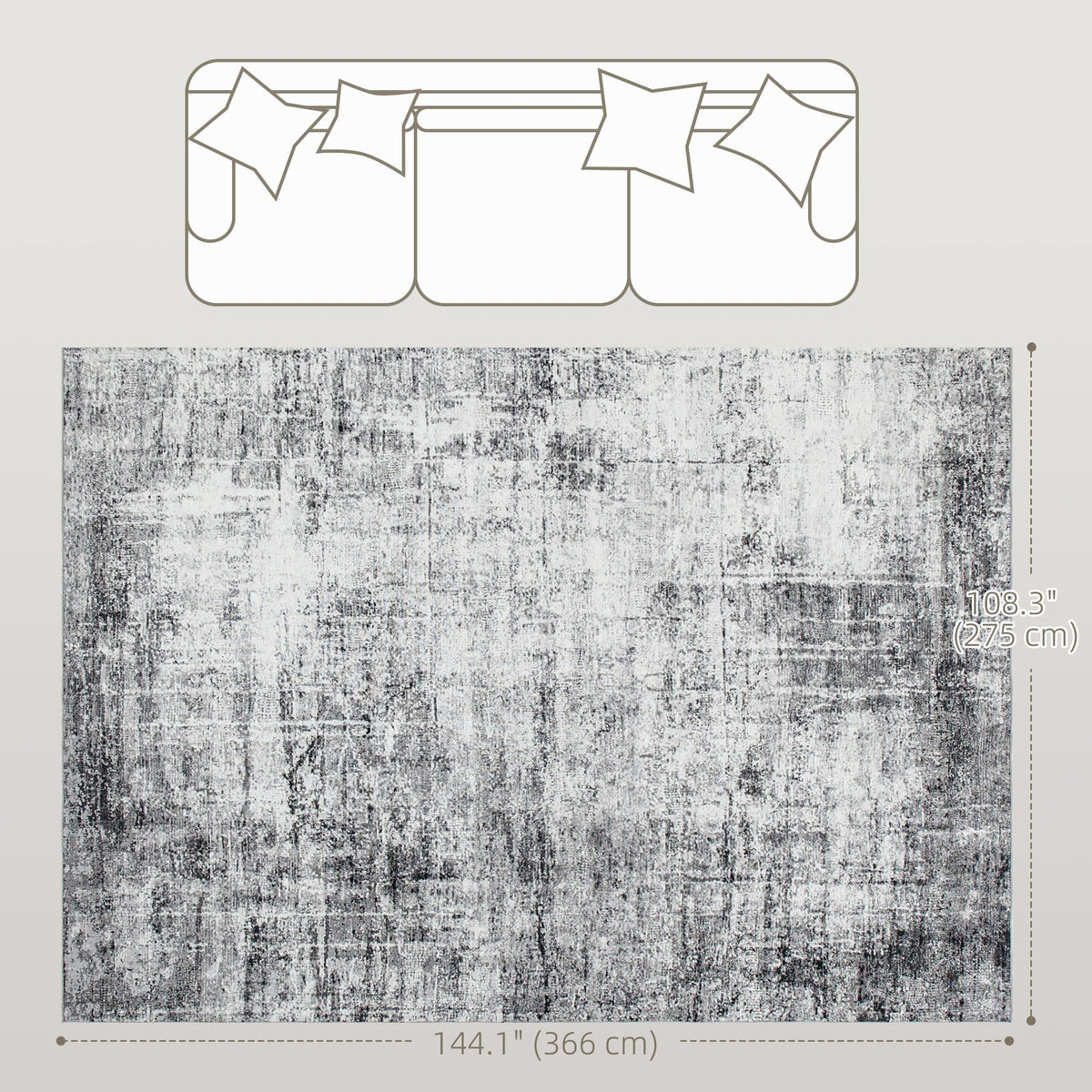 Area Rug for Living Room 5x7, Modern Abstract Machine Washable Rug, Non-Slip Carpet for Bedroom, Dining Room, Grey