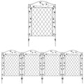Outdoor Metal Garden Fence Panels, Border Edging for Yard, Patio, 4 Pack, Wavey Vines