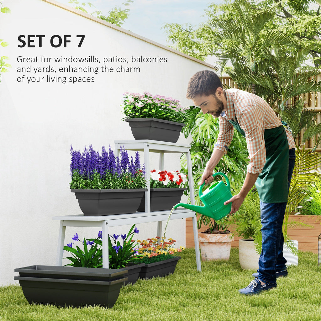 Black Rectangular Window Box Planters — 7-Pack, 23.2 Inch