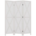4-panel Wall Partition Farmhouse Room Separator with Foldable Design Wooden Frame 5.6FT, Walnut