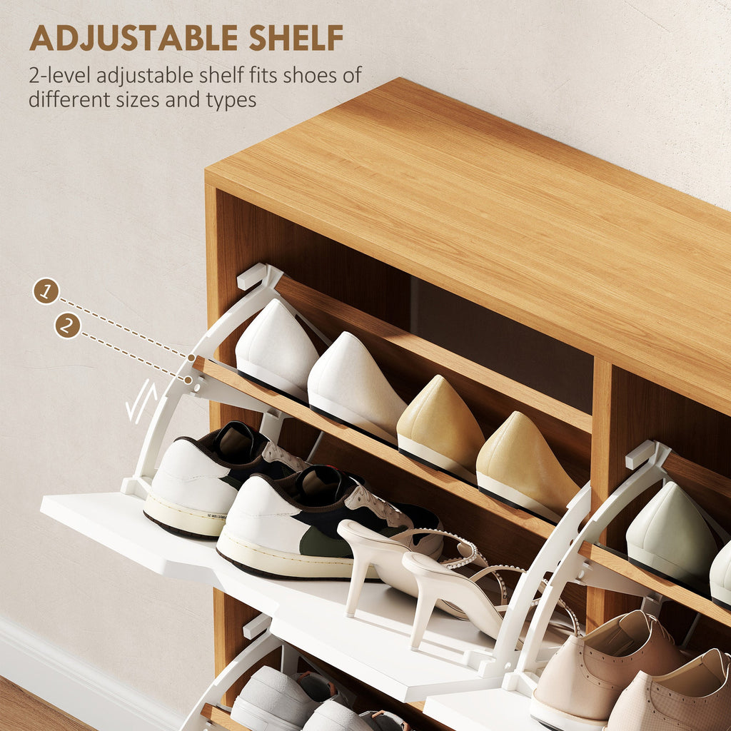 Shoe Storage Cabinet with 4 Flip Drawers and Adjustable Shelf, Shoe Cabinet for 8-16 Pairs of Shoes, Black