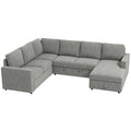 Pull Out Sofa Bed, Sleeper Sofa Couch with Hidden Storage, Chaise Lounge, Velvet Upholstery, U-Shaped Futon Couch