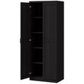 63" Kitchen Storage Cabinet, 5-tier Pantry Cabinet with Doors and Adjustable Shelves for Dining Room, Black