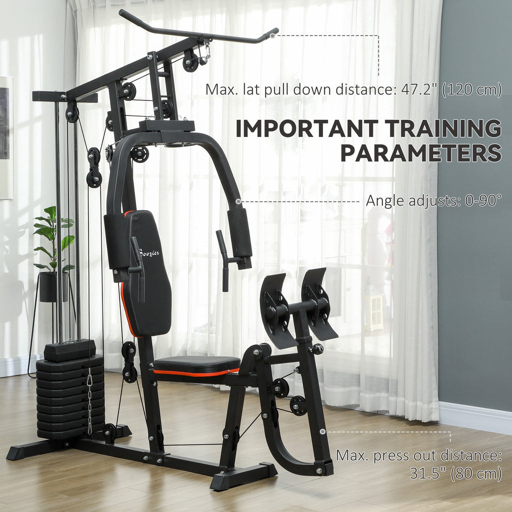 Home Gym Weights Machine, Multi Gym Lat Pulldown and Leg Workout Equipment with 99lbs Weight Stack