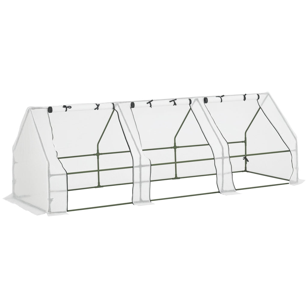 Portable Mini Greenhouse Tunnel Growing Tent Plants Flower Warm House w/ Zippered Roll-up Doors, Clear