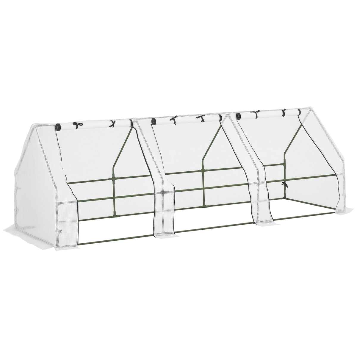 Portable Mini Greenhouse Tunnel Growing Tent Plants Flower Warm House w/ Zippered Roll-up Doors, Clear