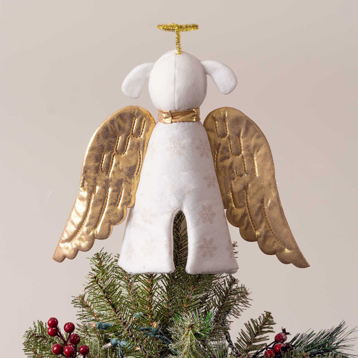 Golden Angel Dog Christmas Tree Topper
