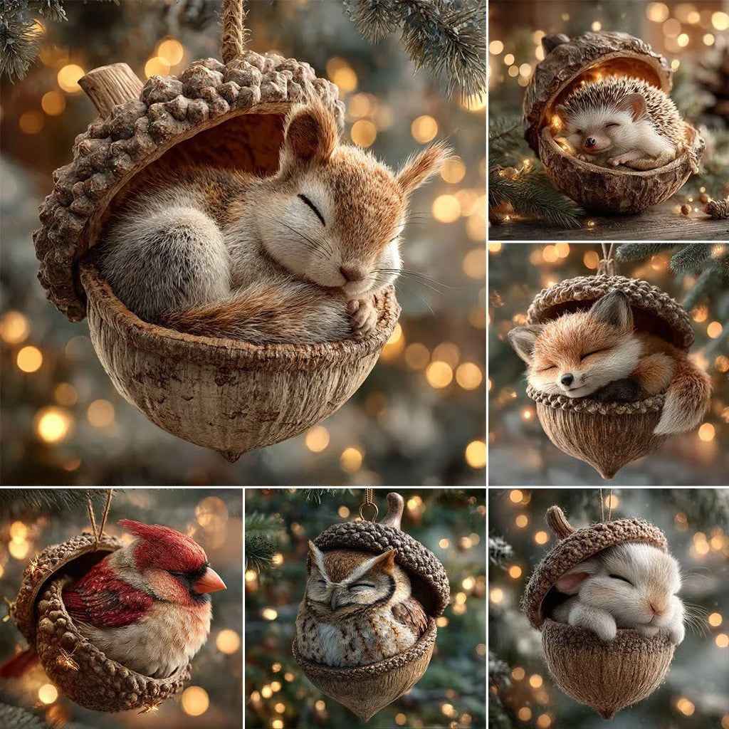 Chestnut Squirrel Hedgehog Christmas Ornament Pendant