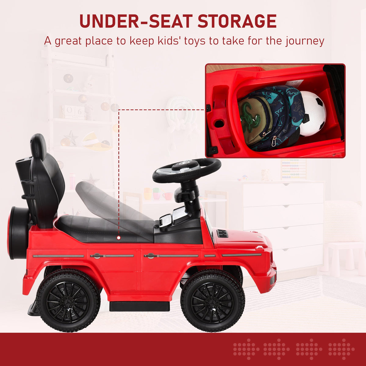 Mercedes-Benz G350 Licensed Push Car, 3-in-1 Toddler Sliding Car with Horn, Steering, Foot Rest, Seat Storage, Black