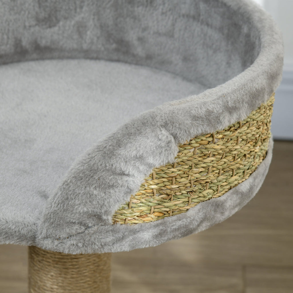 Cat Tree with Scratching Post, Toy Ball, Perch, Small Cat Tower for Indoor Cats - 16" x 16" x 19", Beige