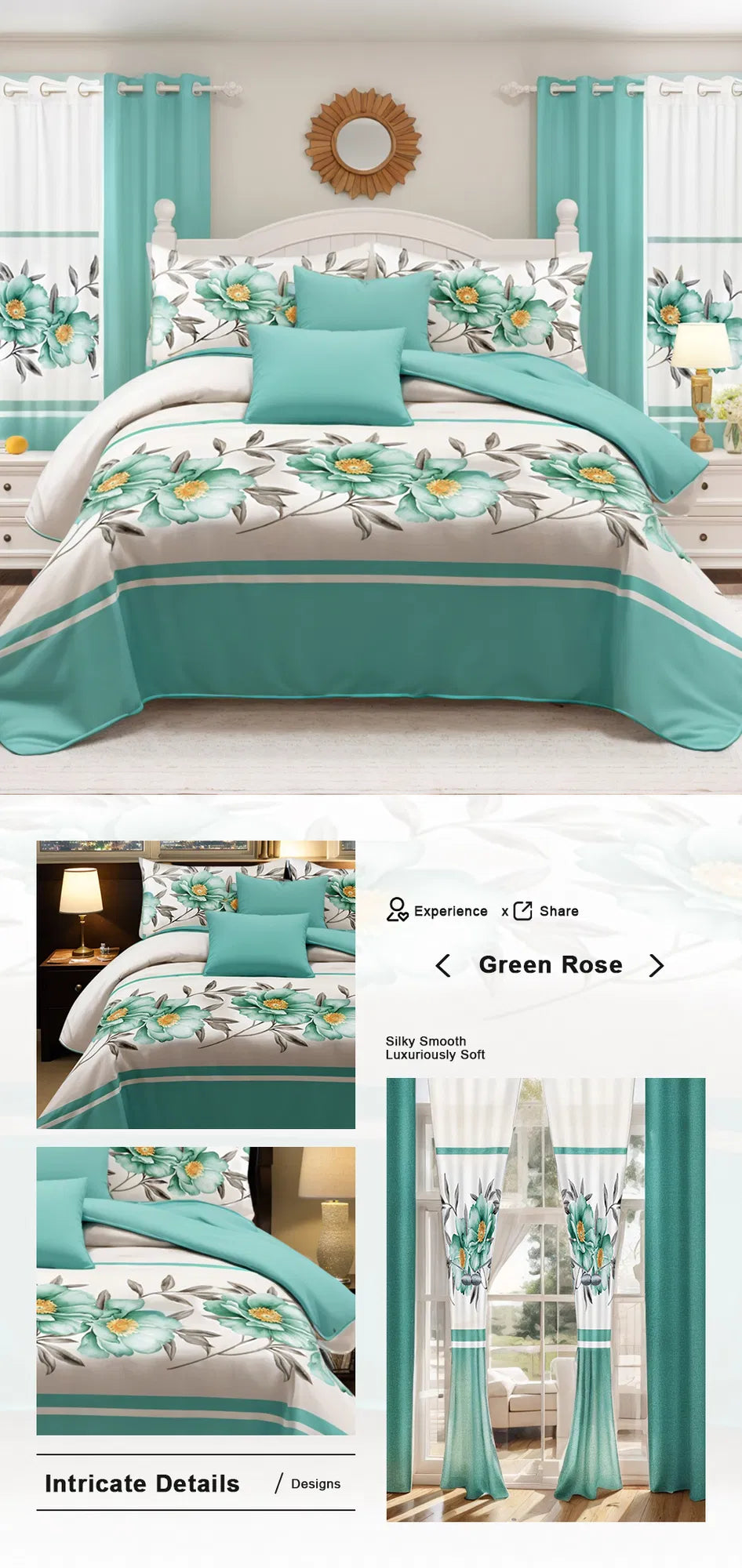 9-Piece Queen Quilted Bedspread & Curtain Set – Bedding Ensemble with Sheer Grommet Drapes (United States & Canada Delivery Only)