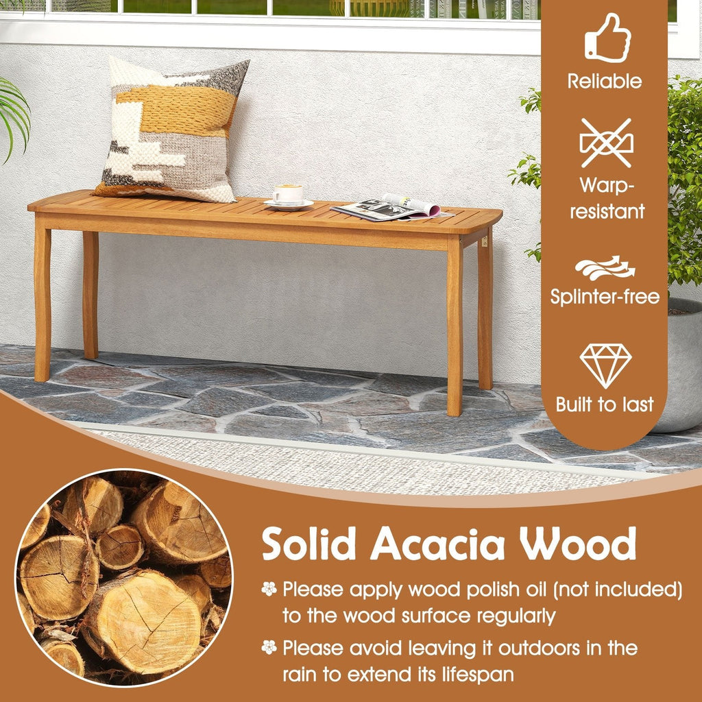 Acacia Wood Outdoor 48 inches Long Patio Dining Bench-1 Pieces