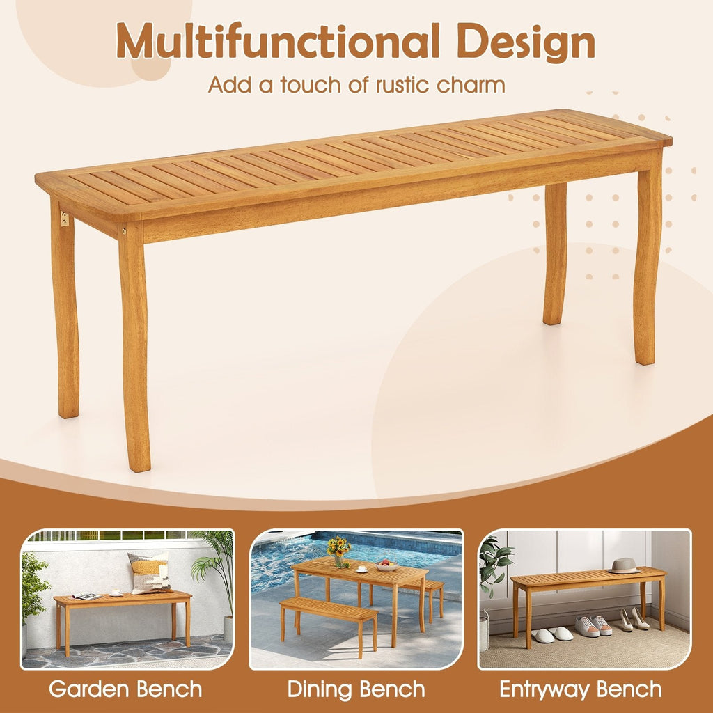 Acacia Wood Outdoor 48 inches Long Patio Dining Bench-1 Pieces