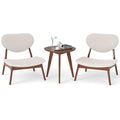 Accent Chairs Set of 2 with Side Table and Solid Wood Frame-Beige