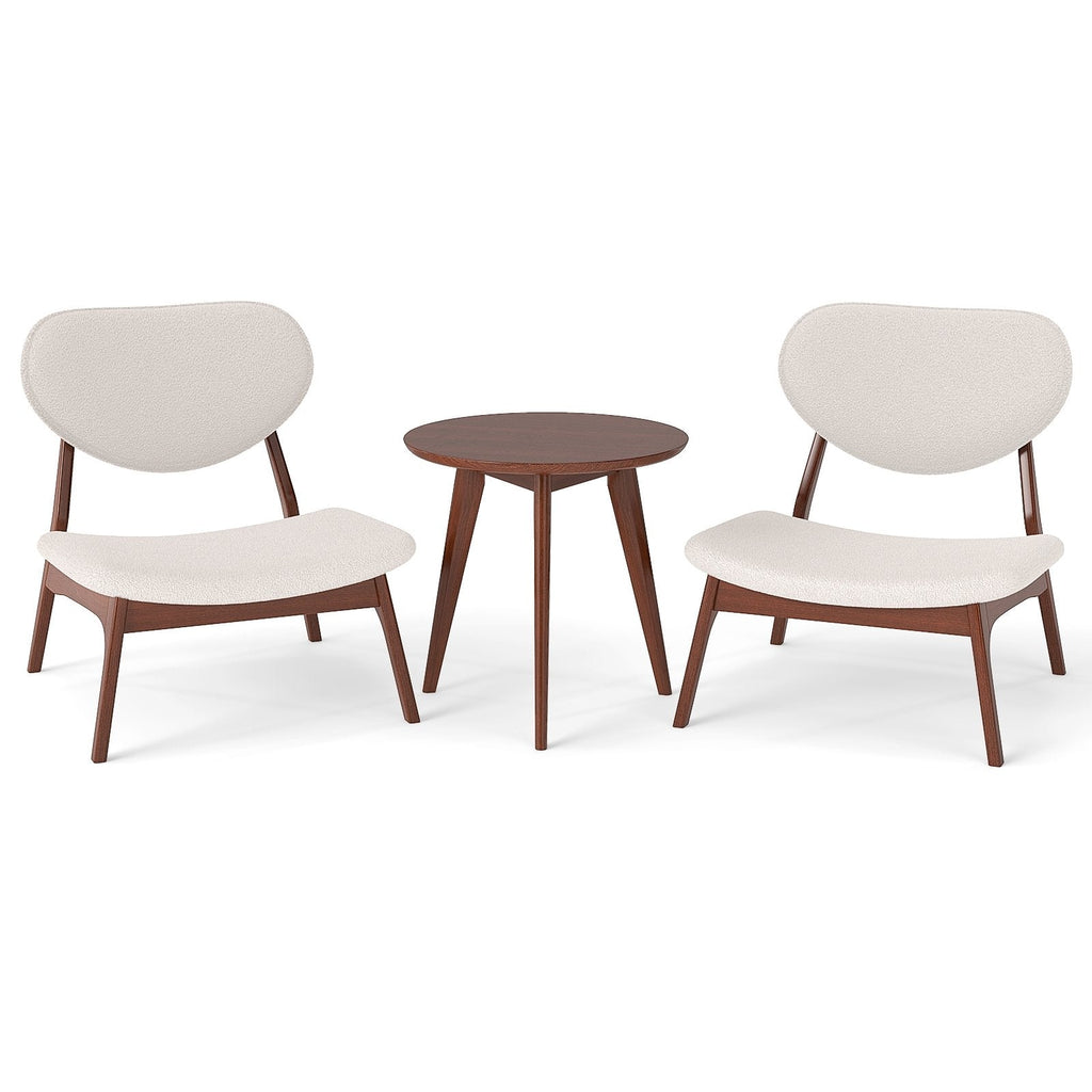 Accent Chairs Set of 2 with Side Table and Solid Wood Frame-Beige