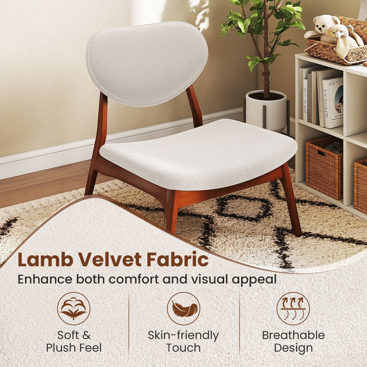 Accent Chairs Set of 2 with Side Table and Solid Wood Frame-Beige