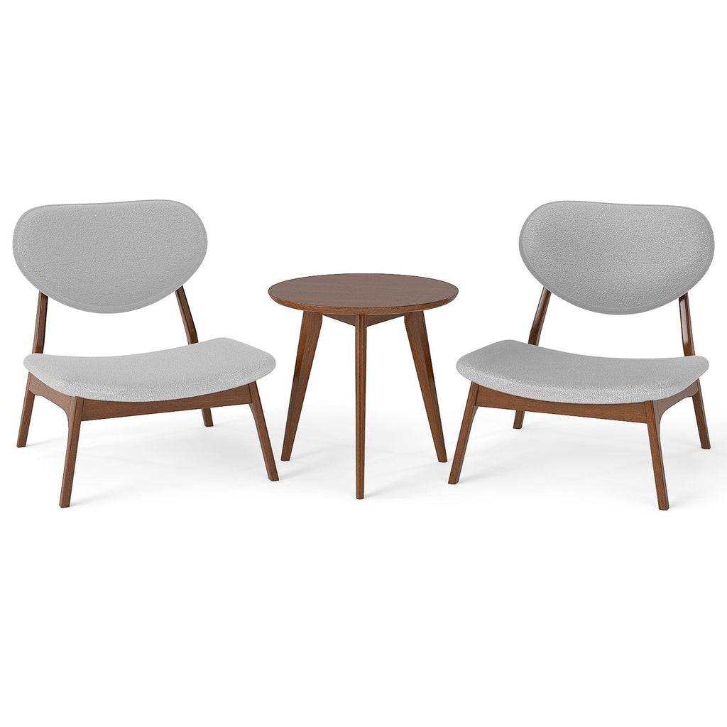 Accent Chairs Set of 2 with Side Table and Solid Wood Frame-Gray