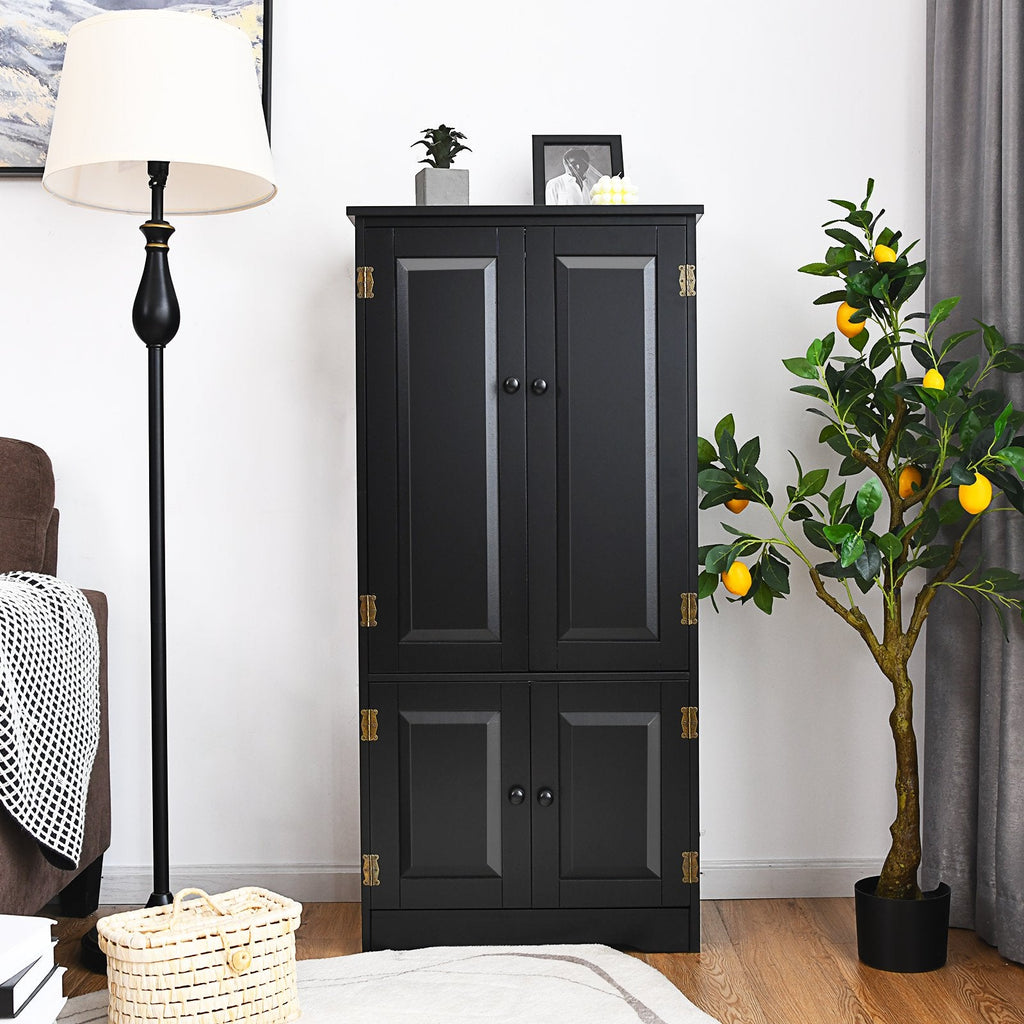 Accent Floor Storage Cabinet with Adjustable Shelves Antique 2-Door-Black