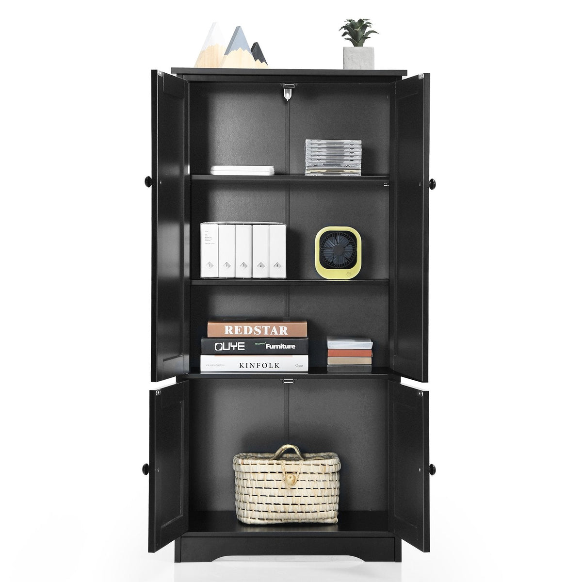 Accent Floor Storage Cabinet with Adjustable Shelves Antique 2-Door-Black