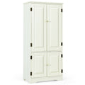 Accent Floor Storage Cabinet with Adjustable Shelves Antique 2-Door-Cream White