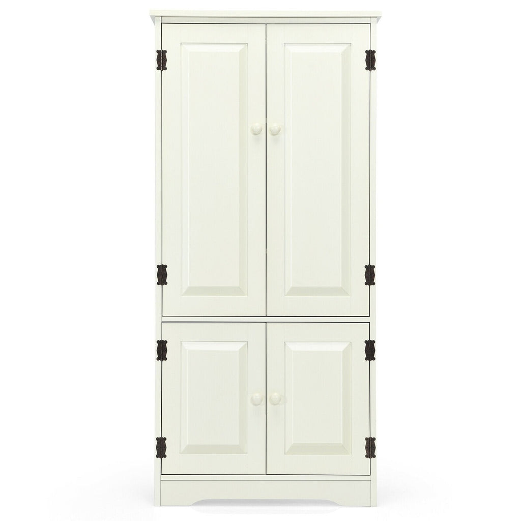 Accent Floor Storage Cabinet with Adjustable Shelves Antique 2-Door-Cream White