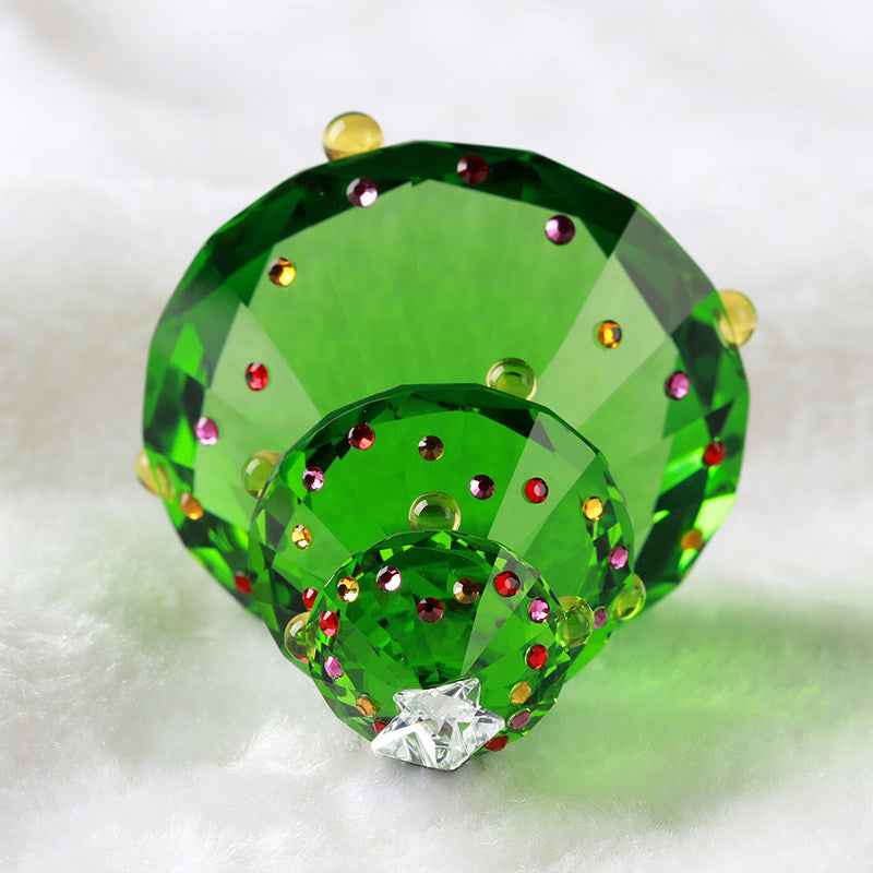 Christmas Gift Crystal Christmas Tree Ornament – Handmade Green Glass Holiday Decor, 50mm