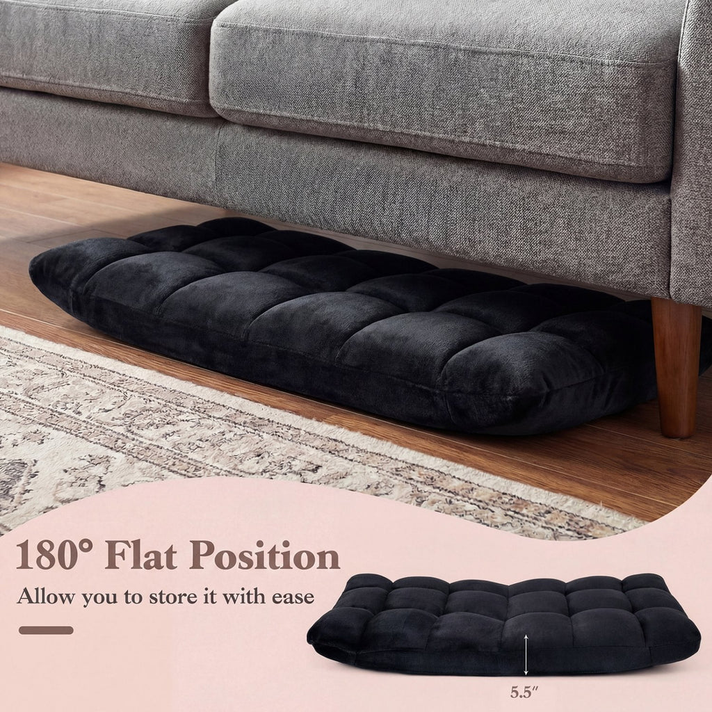 Adjustable 14-Position Floor Chair Folding Lazy Gaming Sofa Chair-Black