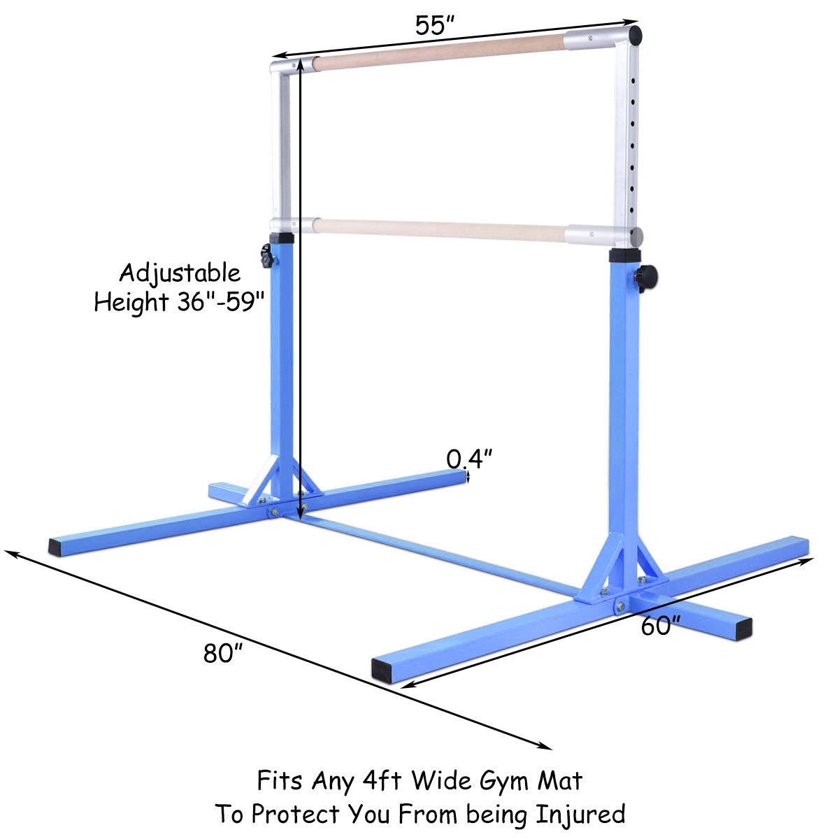 Adjustable Gymnastics Bar Horizontal Bar for Kids-Blue