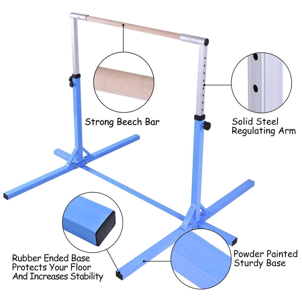 Adjustable Gymnastics Bar Horizontal Bar for Kids-Blue