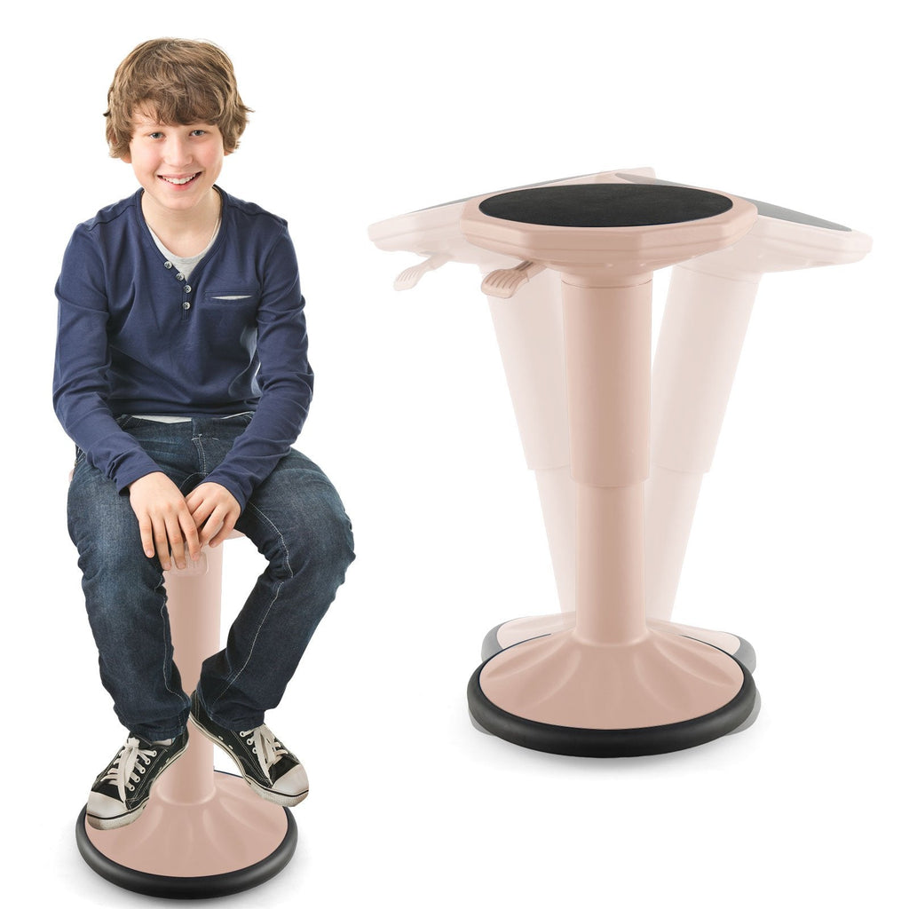 Adjustable-Height Wobble Chair Active Learning Stool for Office Stand Up Desk-Pink