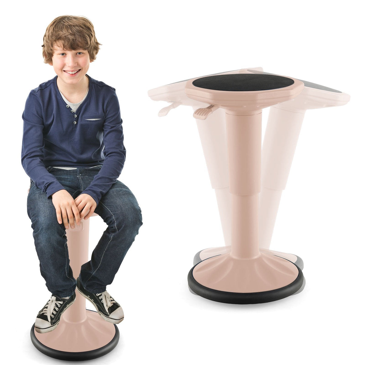 Adjustable-Height Wobble Chair Active Learning Stool for Office Stand Up Desk-Pink