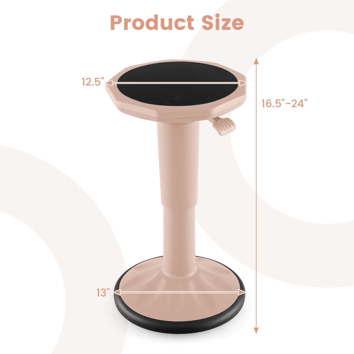Adjustable-Height Wobble Chair Active Learning Stool for Office Stand Up Desk-Pink