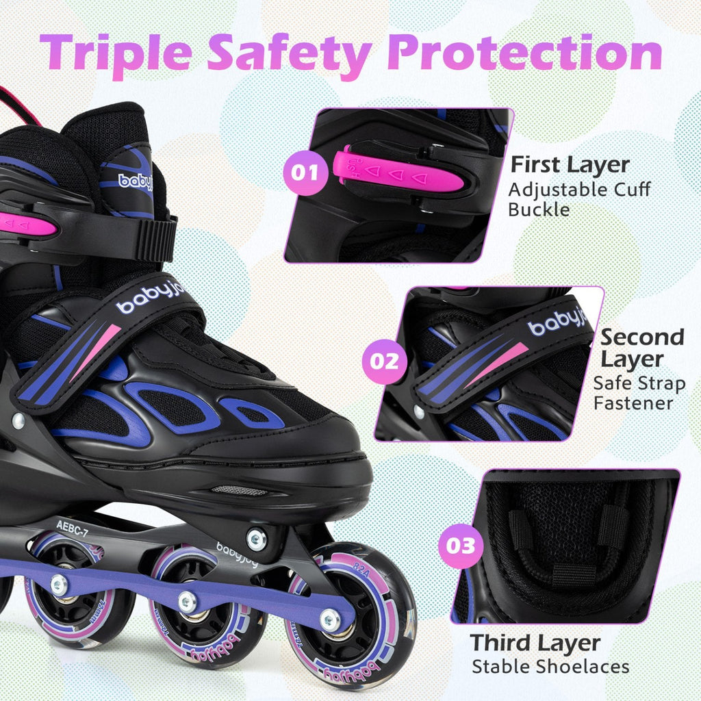 Adjustable Kids' Incline Skates 4 Sizes Adjustable Blade Roller-Purple