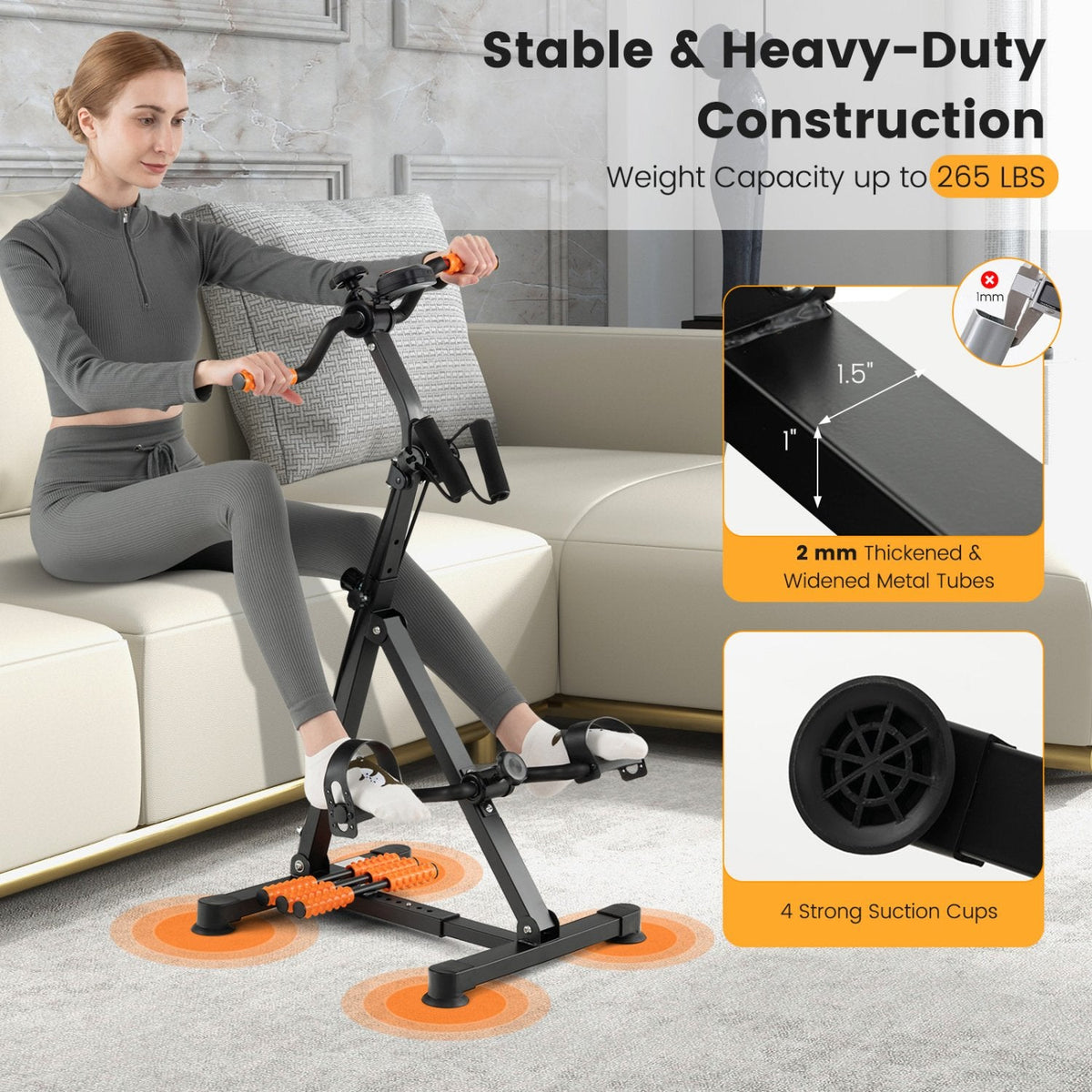 Adjustable LCD Pedal Exercise Bike with Massage-Yellow