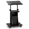 Adjustable Mobile Standing Desk Cart with Tilt Desktop and Cabinet-Black
