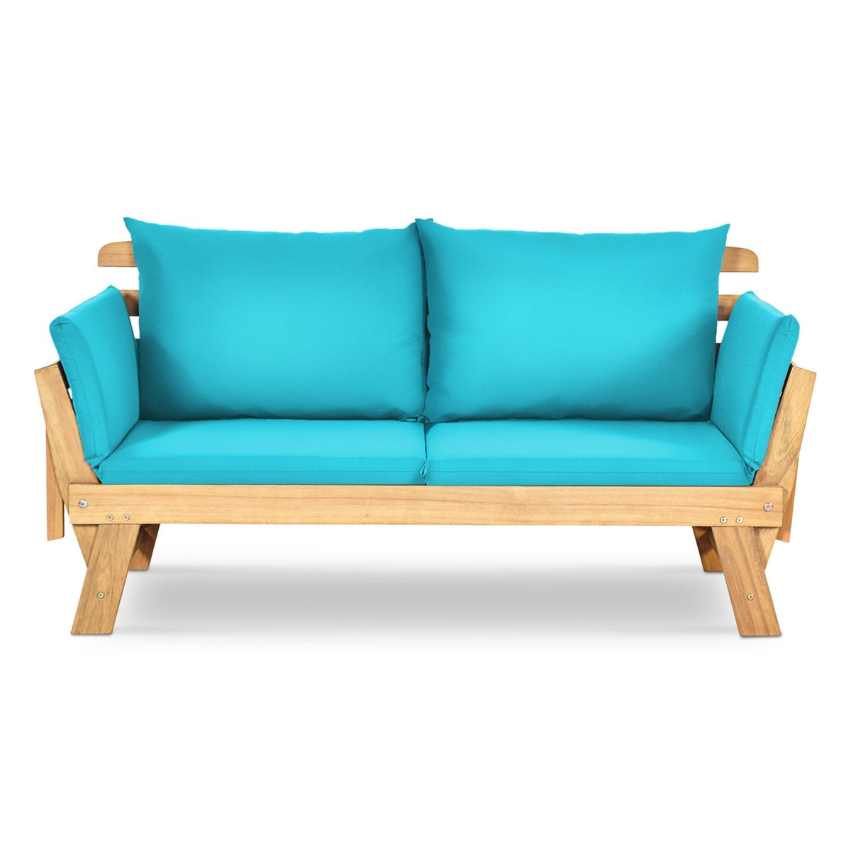 Adjustable, Patio Convertible Sofa with Thick Cushion-Turquoise