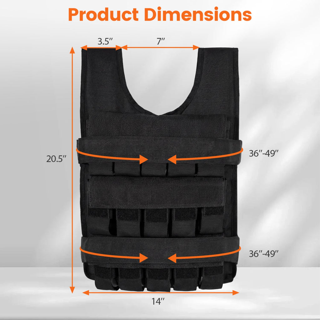 Adjustable Weighted Vest for Men and Women with Removable Iron Weights-66 lbs and M Size