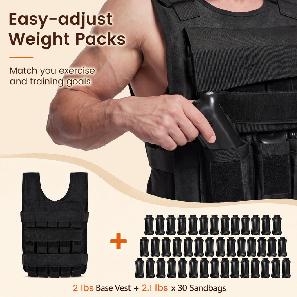 Adjustable Weighted Vest for Men and Women with Removable Iron Weights-44 lbs and S Size