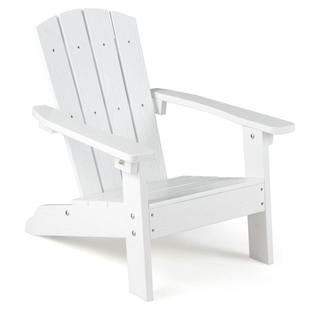 All-Weather HIPS Kid's Adirondack Chair with with High Backrest and Armrests-White