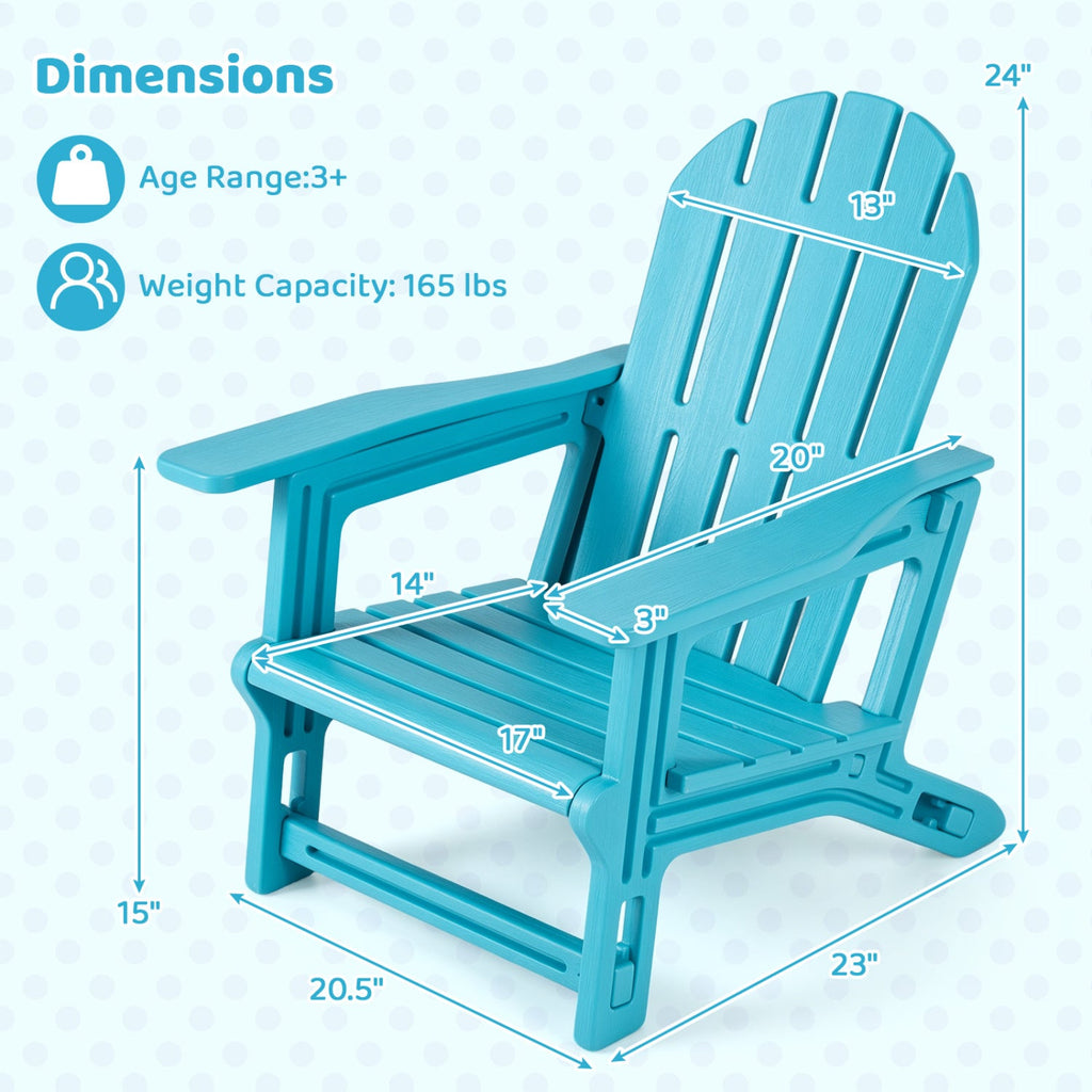 All-Weather Outdoor Kids Patio Seating with Ergonomic Design-Turquoise