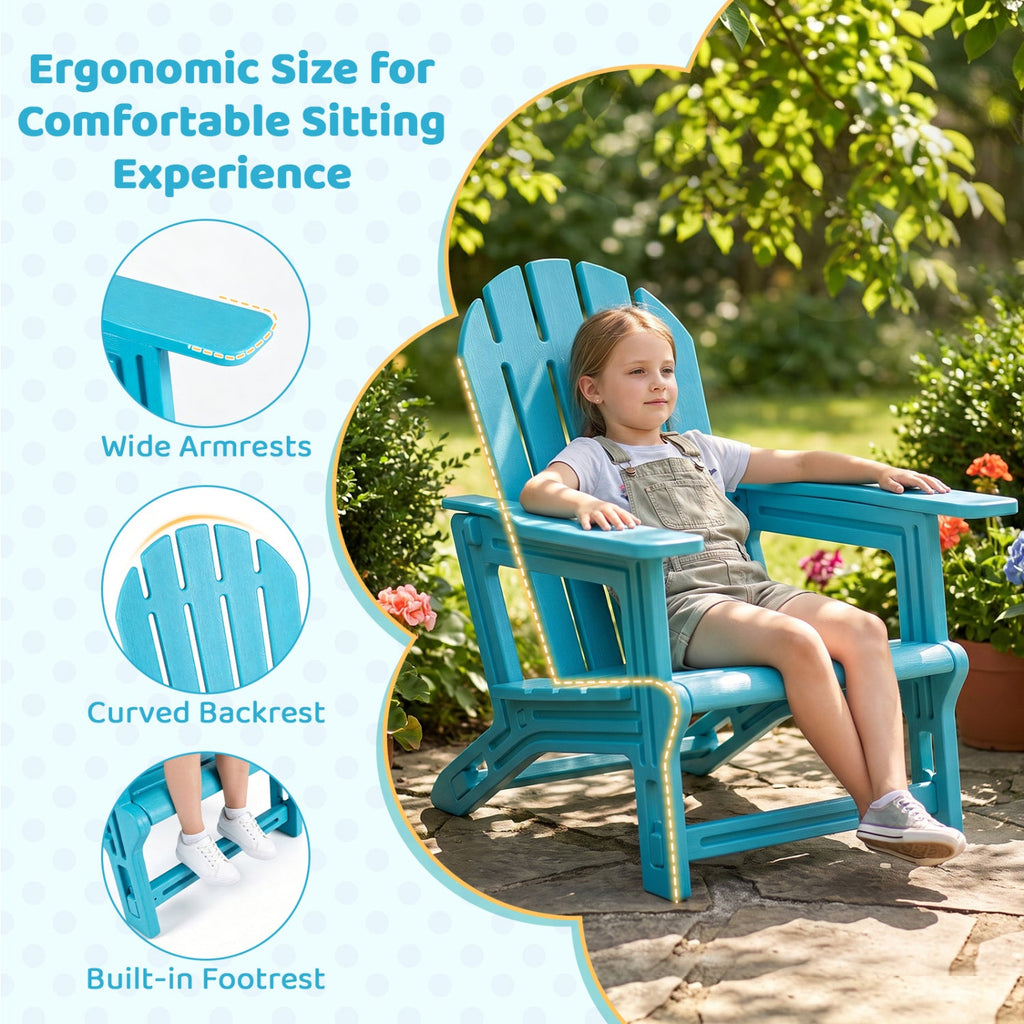 All-Weather Outdoor Kids Patio Seating with Ergonomic Design-Turquoise