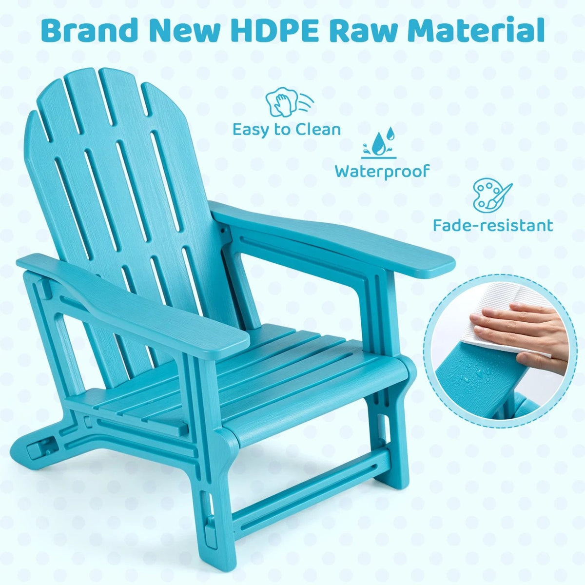All-Weather Outdoor Kids Patio Seating with Ergonomic Design-Turquoise