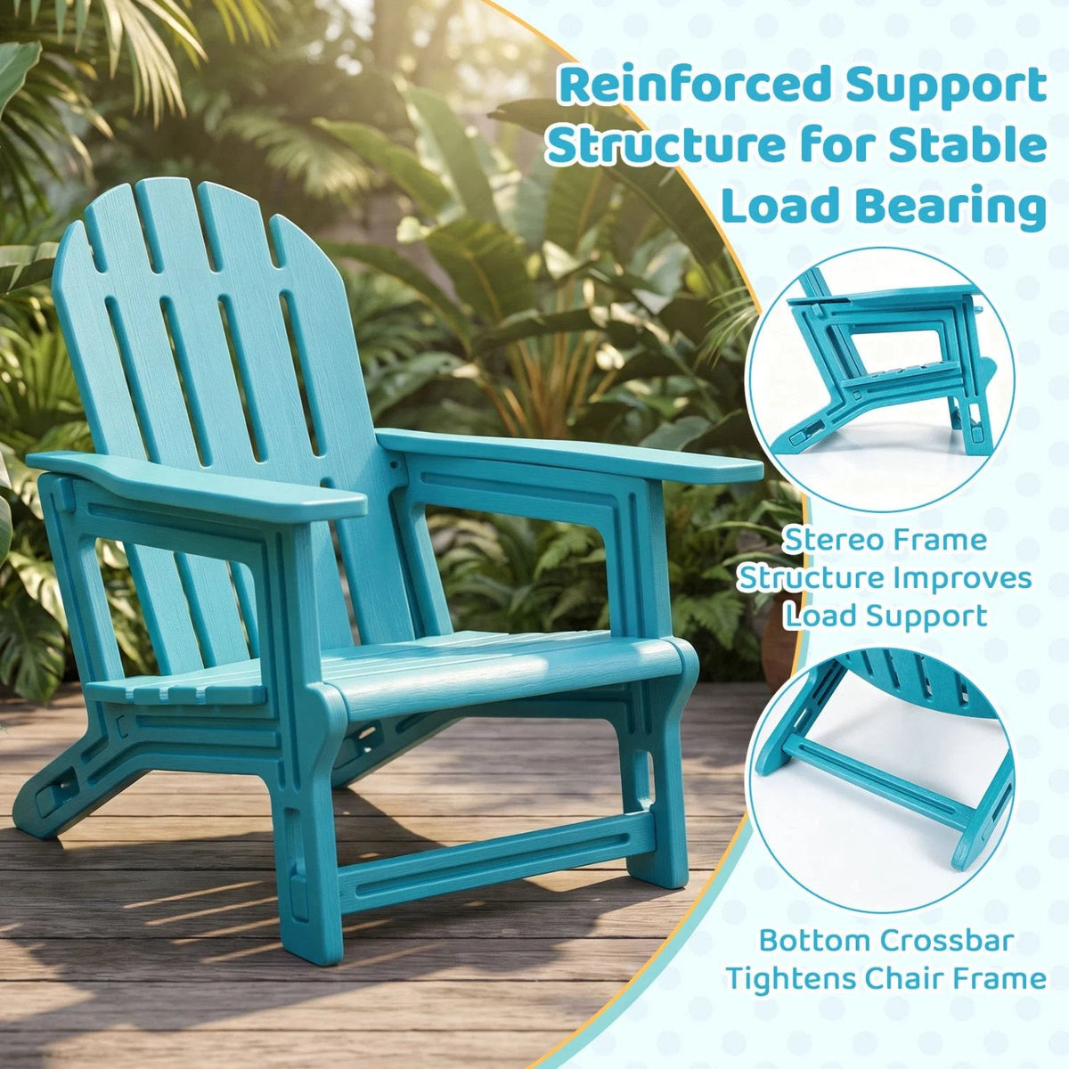 All-Weather Outdoor Kids Patio Seating with Ergonomic Design-Turquoise