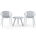 3 Piece Gray Resin Patio Conversation Set with 2 Round Back Chairs and Round Coffee Table