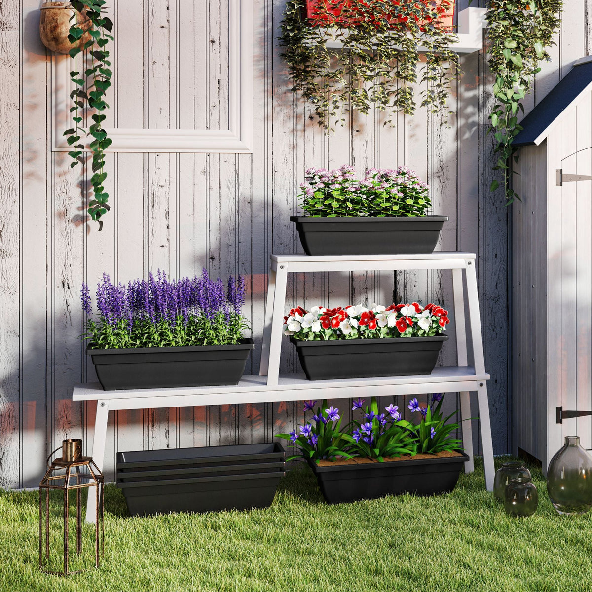 Black Rectangular Window Box Planters — 7-Pack, 23.2 Inch