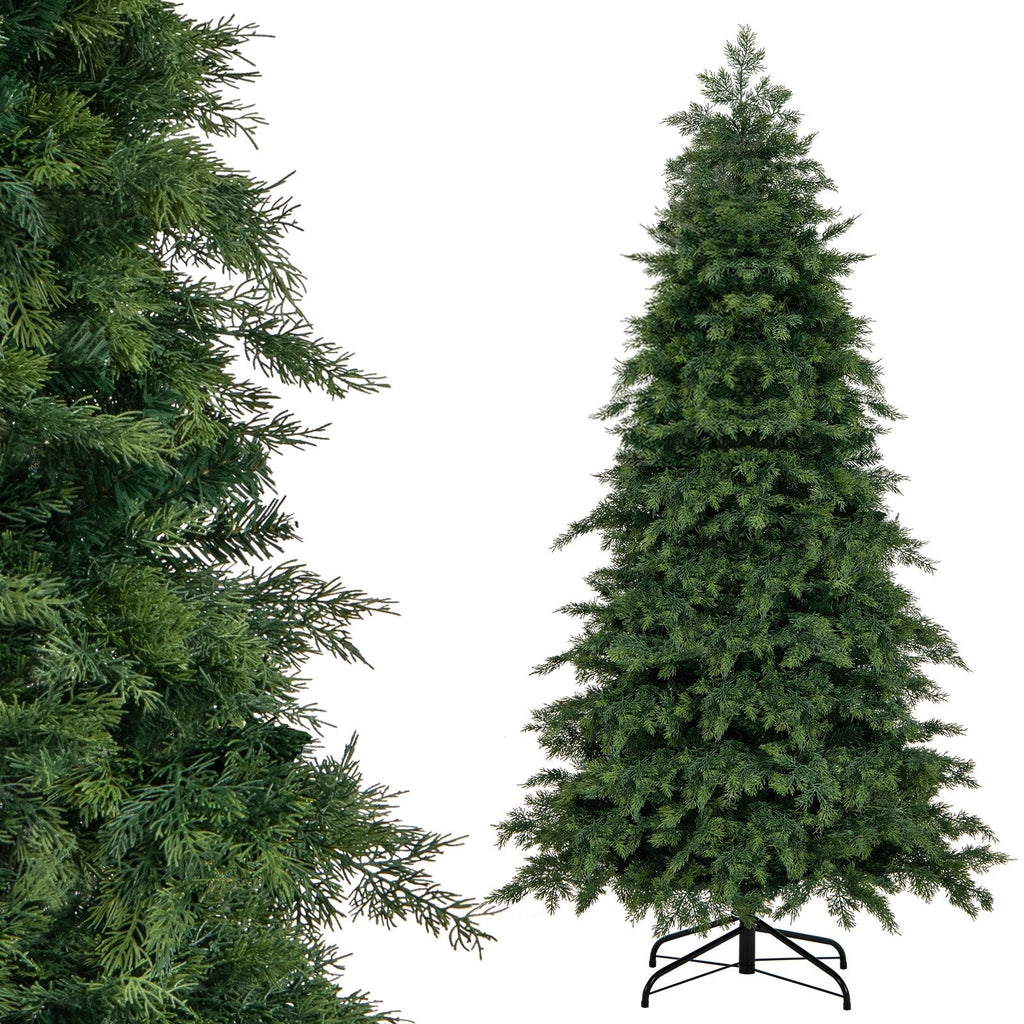 6 FT Artificial Christmas Tree, Unlit Hinged Spruce with 721 PE and PVC Tips and Metal Base